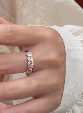 新款五帝钱币戒指爆闪钱币指环国风中式女礼物小众轻奢镀s925纯银