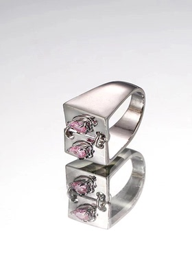 粉色爱心戒指女ins甜酷级感食指