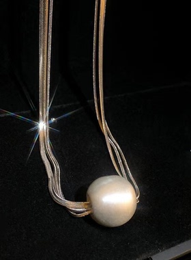 椭圆吊坠双层项链女新款轻奢小众