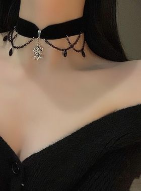 洛丽塔山茶花项圈女暗黑choker