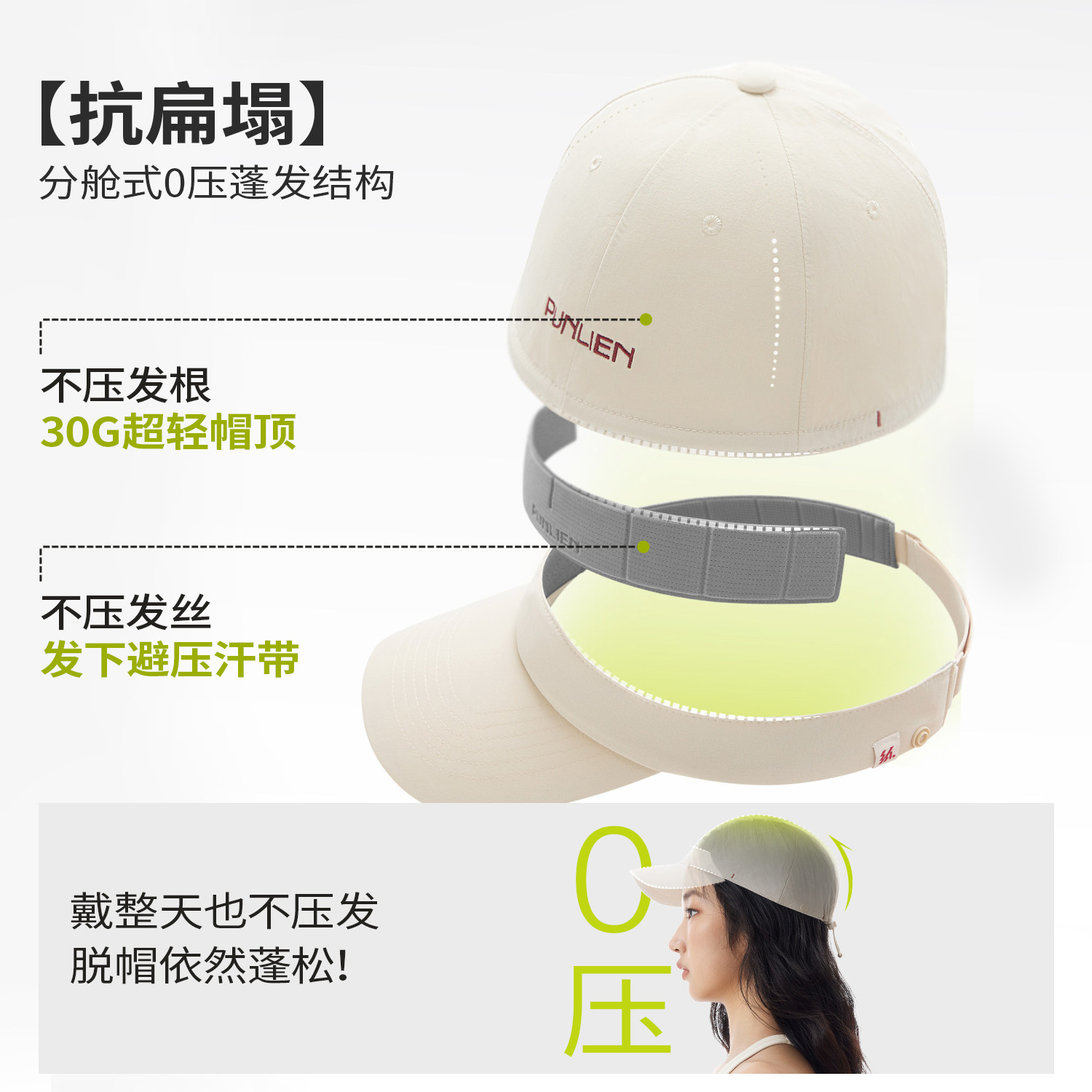 半练帽子女鸭舌帽大帽檐显脸小轻量透气三合一可拆卸棒球帽太阳帽