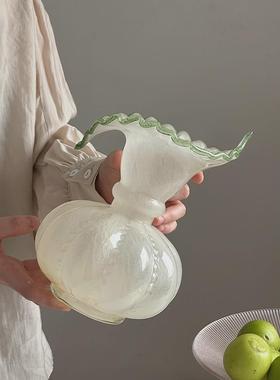 复小清新芬顿奶风绿色玻璃瓶AL723808法式浪漫古芍药花器透明花水