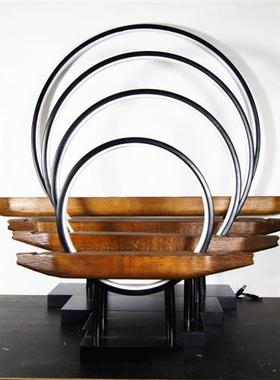 新中式led灯圆圈倒流香实木底座陶瓷佛像摆件装饰品配件创意佛台