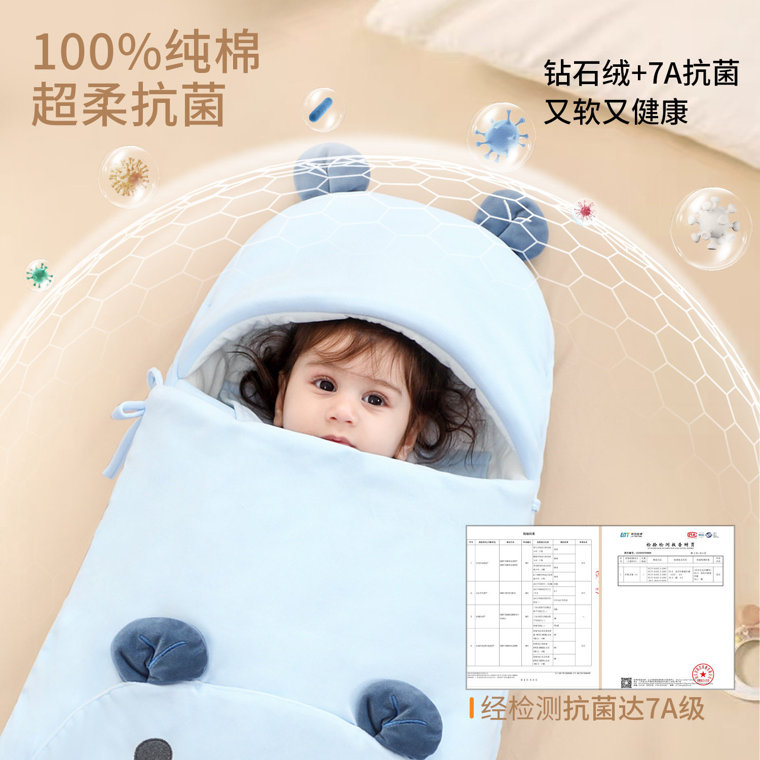 婴儿抱被秋冬款初生宝宝加厚睡袋防惊跳产房包被新生儿用品防踢被,淘宝优惠券,粉丝福利购,淘宝优惠卷