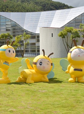 户外园林卡通蜜蜂玻璃钢雕塑商场公园摆件幼儿园小区景观小品装饰