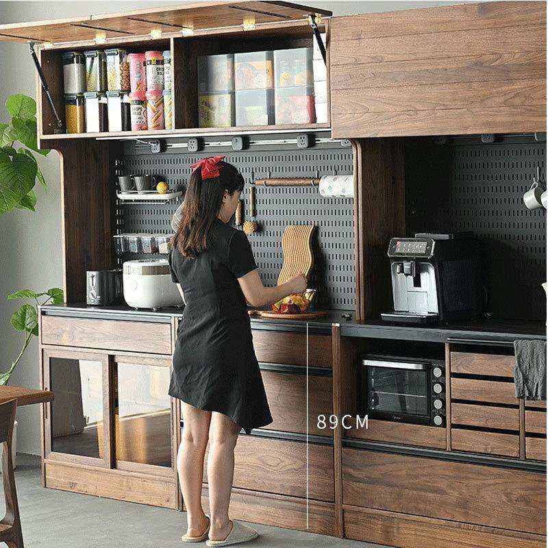 北美黑胡桃木实木餐边柜现代樱桃木原木客厅一体靠墙展示储物高柜,淘宝优惠券,粉丝福利购,淘宝优惠卷