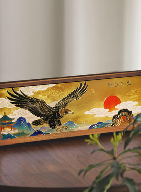 铜艺世家手工錾刻铜雕画鹏程万里大鹏展翅装饰画桌面摆件摆台