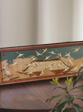 铜艺世家宋徽宗瑞鹤图铜雕画摆台