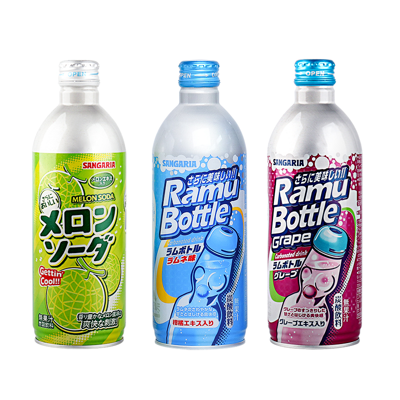 日本进口三佳利葡萄哈密瓜味碳酸饮料网红波子汽水清凉饮品500ml-图3