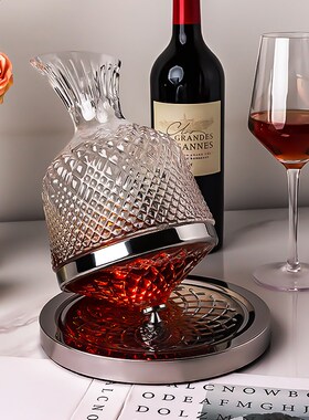 水晶旋转醒酒器酒柜家居装饰品摆件红酒架轻奢高档大气客厅餐边柜