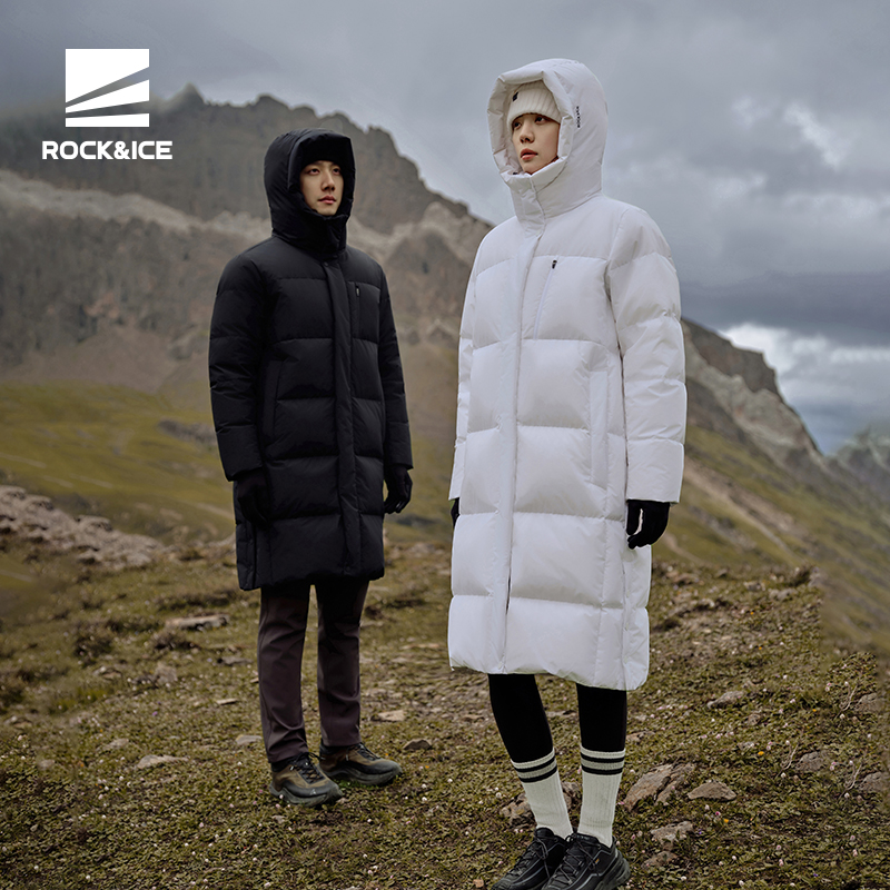 ROCKICE长款羽绒服女新款户外冬季鹅绒服男防风防寒保暖加厚外套 - 图3