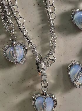 新款设计时尚分裂爱心多层闪钻锆石宝藏项链女甜酷气质锁骨链G90