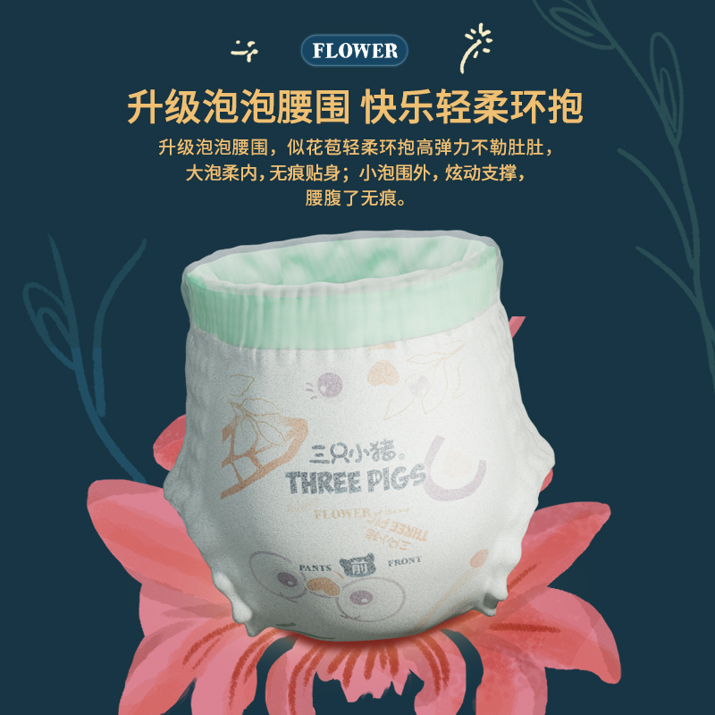 三只小猪泡泡腰围拉拉裤试用装5片装亲肤透气训练裤婴童学步裤 - 图1