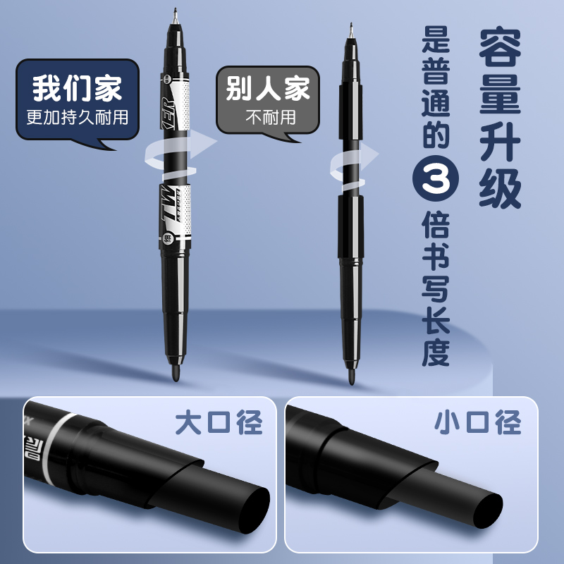240支晨光小双头记号笔黑色粗细两头马克笔学生用美术专用油性笔不易掉色勾边笔儿童绘画描边防水勾线笔 - 图1