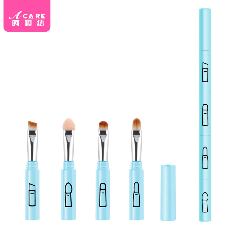 化妆刷/四合一AB1sn0-工具眼影刷唇刷眉刷便携带盖可拆卸双头 - 图0