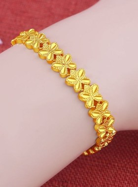 专柜万足沙金手链女士款气