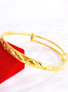 越南沙金女款钛金手镯五花瓣泰国金手环金店同款高级感送女友礼物