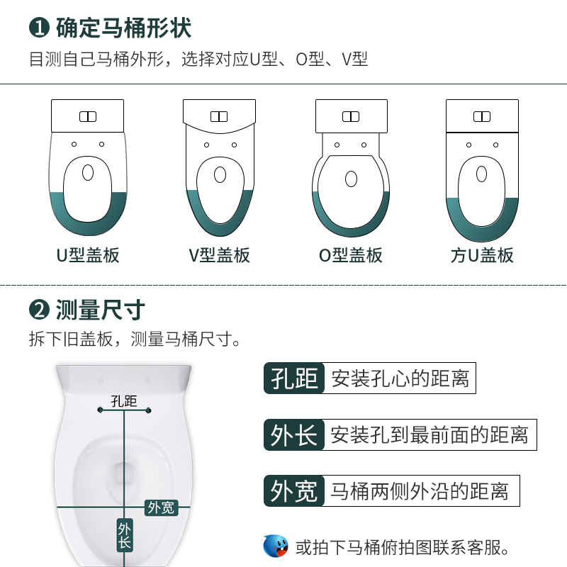 马桶盖加厚通用家用坐便器盖板u型v型o型马桶圈座便器配件缓降 - 图0