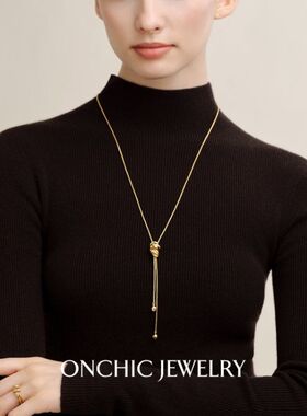 明星同款Onchic缠绕丝带项链秋冬毛衣链女中长款小众轻奢高级感