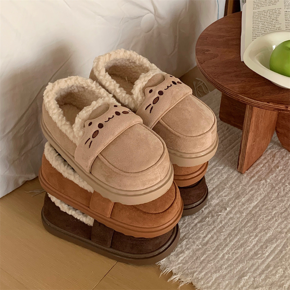 细细条 面包鞋女韩式可爱小猫居家网红秋冬厚底保暖乐福棉拖鞋ins,淘宝优惠券,粉丝福利购,淘宝优惠卷