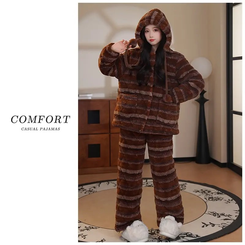 三层夹棉睡衣女款秋冬季2025新款珊瑚绒加厚学生冬天可外穿家居服,淘宝优惠券,粉丝福利购,淘宝优惠卷