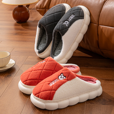 防滑软底绒面简约风棉拖鞋