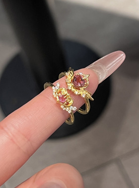 「神圣羽翼」甜美爱心锆石戒指宫廷风轻奢精致公主指戒婚礼刻字