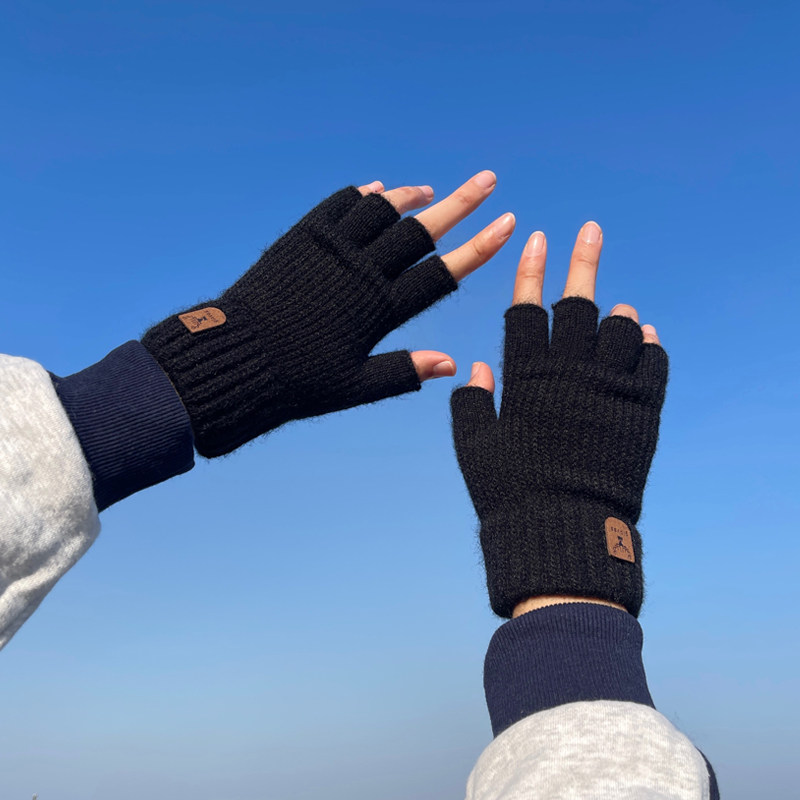 秋冬季男士毛线针织半指手套露指触屏保暖写字打字骑行学生防风,淘宝优惠券,粉丝福利购,淘宝优惠卷