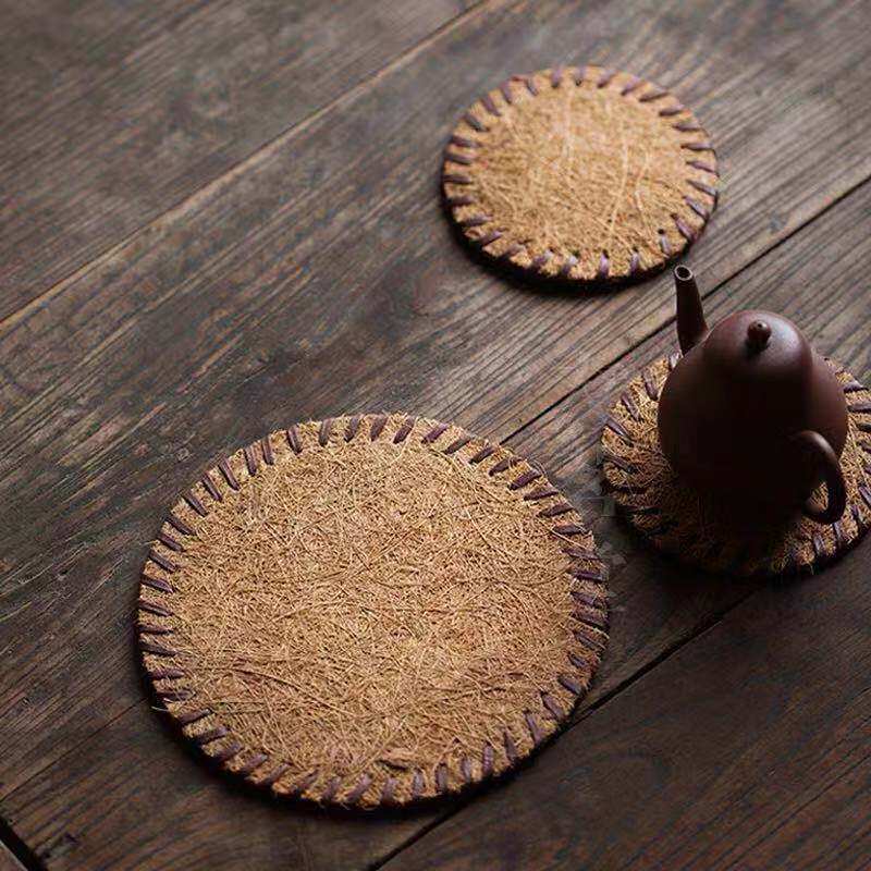 Coconut silk coaster special mat brown hair mat tea