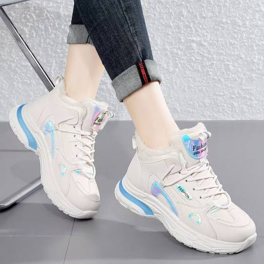 时尚棉鞋女2025新款冬季加绒保暖回力女鞋初中学生防水防滑运动鞋
