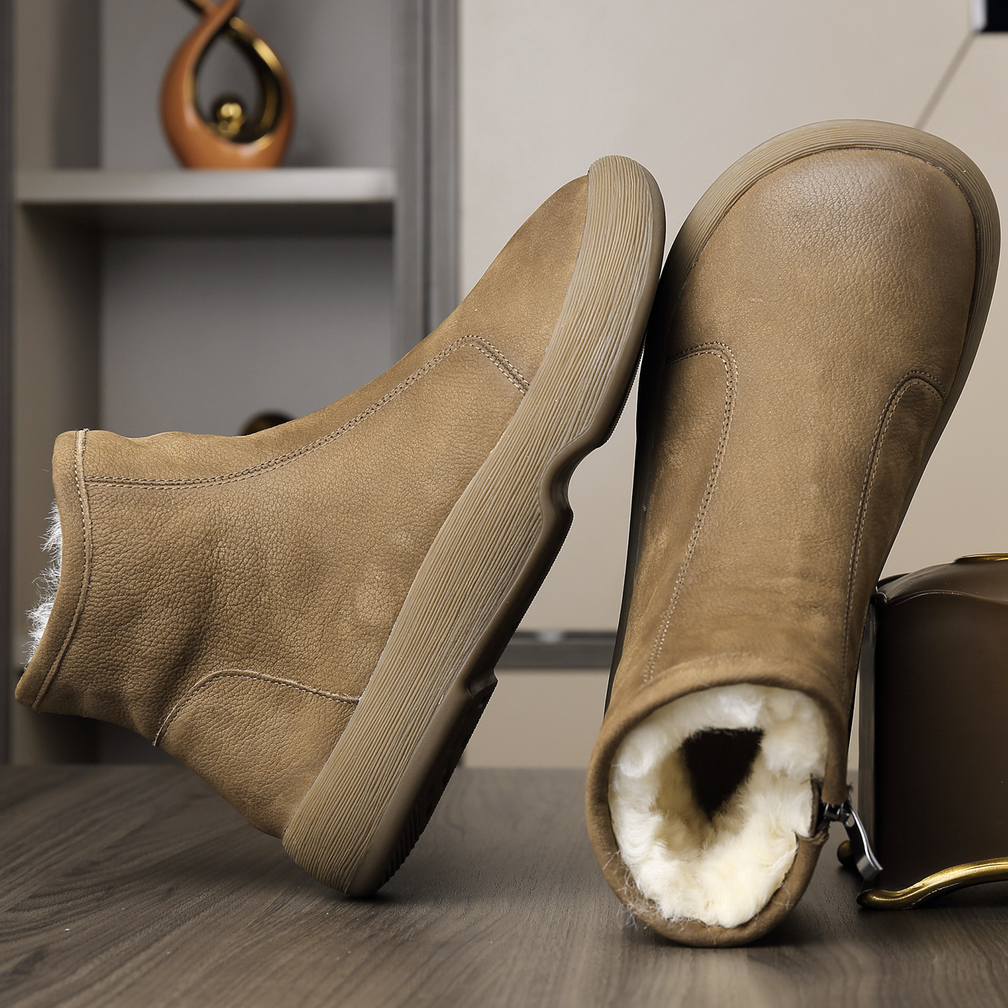 纯羊毛雪地靴男冬季棉靴高帮加绒加厚东北大棉鞋皮毛一体男鞋真皮,淘宝优惠券,粉丝福利购,淘宝优惠卷