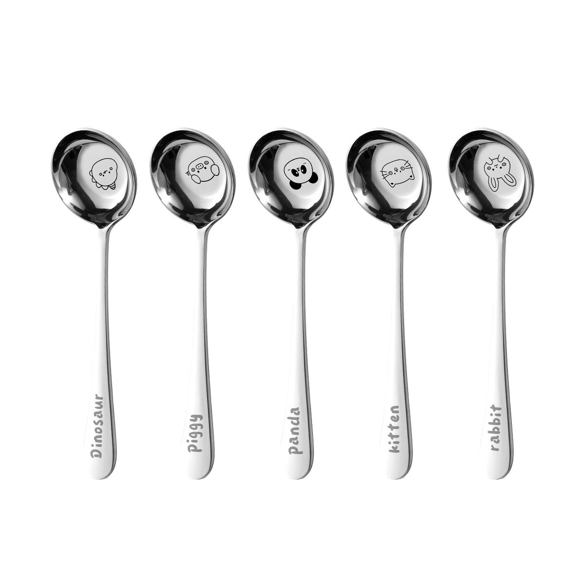 卡通316不锈钢圆头大汤勺食品级勺子儿童家用饭勺调羹平底深汤匙,淘宝优惠券,粉丝福利购,淘宝优惠卷