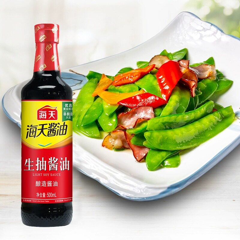 海天生抽酱油500ml瓶装家用点蘸凉拌炒菜黄豆酿造酱油调味品TJ