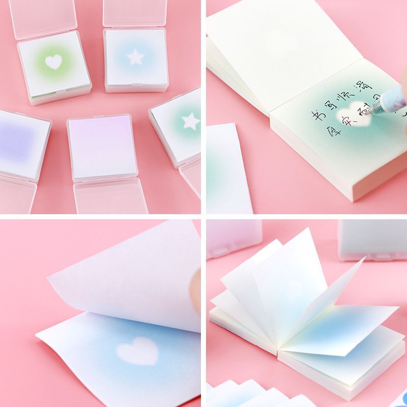 渐变便签腮红ins粘性高颜值方形学生便签纸可书写便利标签无粘性 - 图2