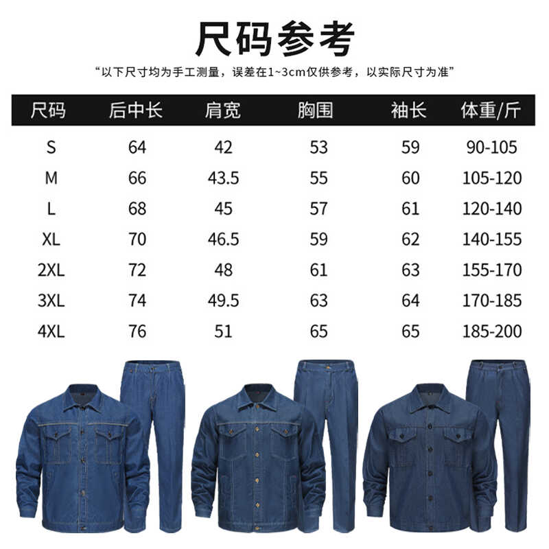 牛仔工作服男装夏季薄款电焊工服建筑工地上班耐磨劳保服工衣纯棉-图2