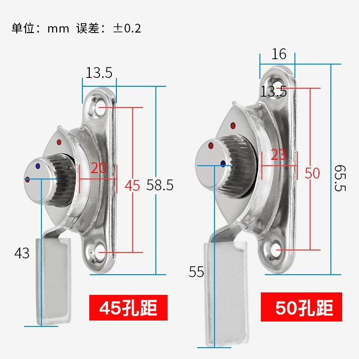 不锈钢窗户锁铝合金门窗锁扣月牙锁塑钢窗配件推拉移门锁扣安全锁 - 图2