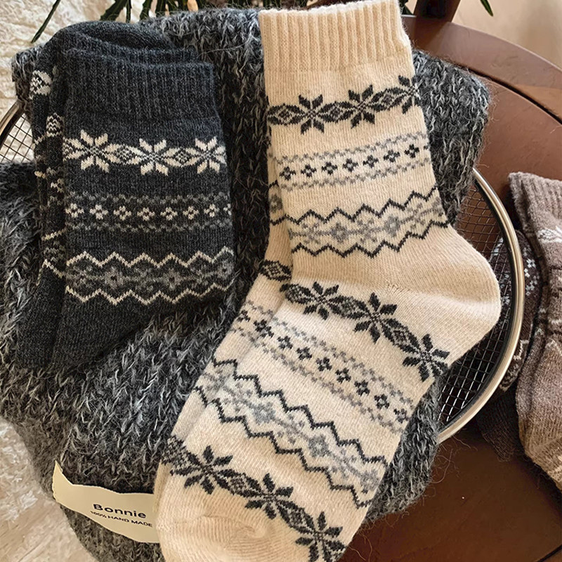 费尔岛羊毛堆堆袜子女加厚保暖中筒袜秋冬季冬天地板长筒袜加绒,淘宝优惠券,粉丝福利购,淘宝优惠卷