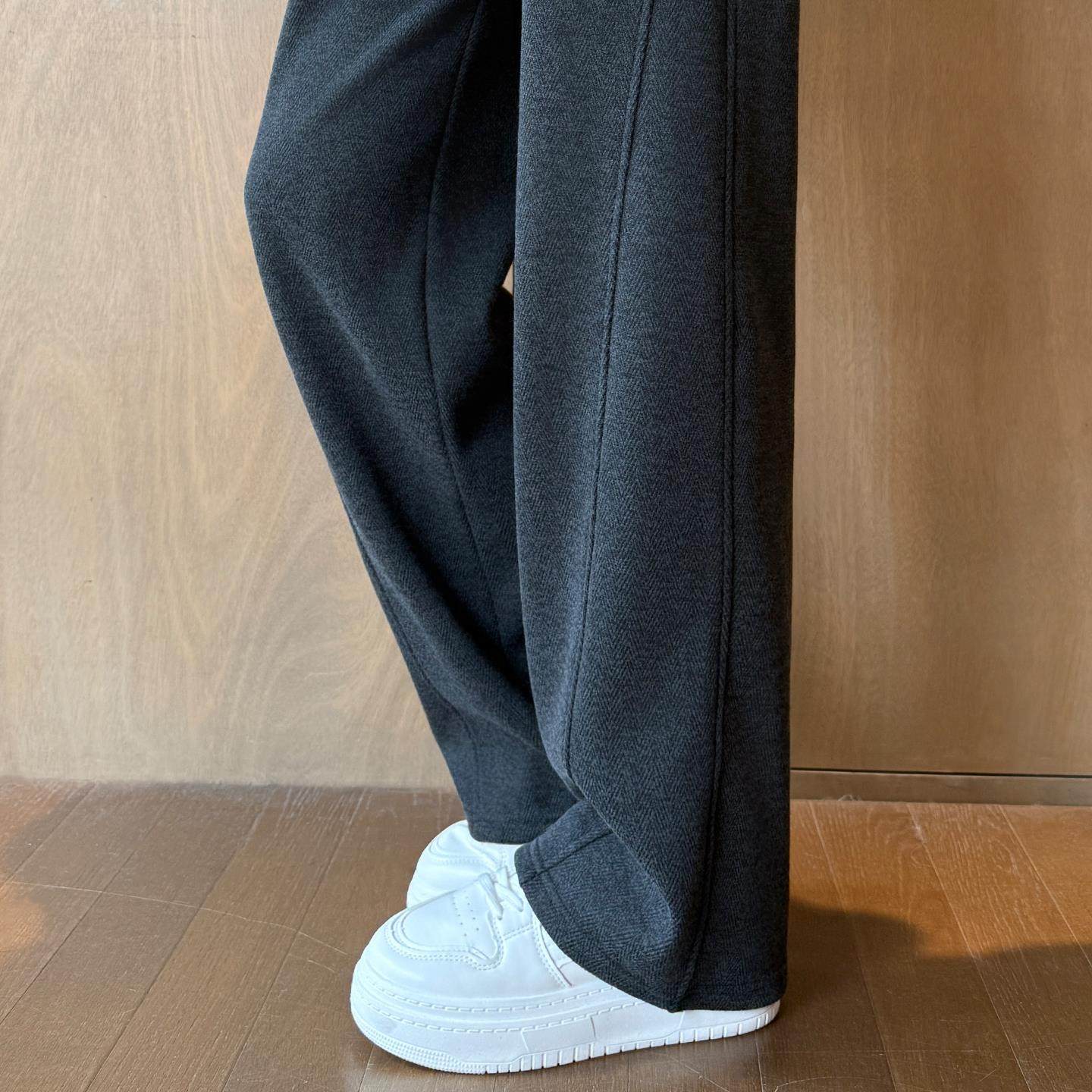 醋酸毛呢阔腿裤女秋冬季加绒2025新款窄版直筒小个子弯刀卫裤大码,淘宝优惠券,粉丝福利购,淘宝优惠卷