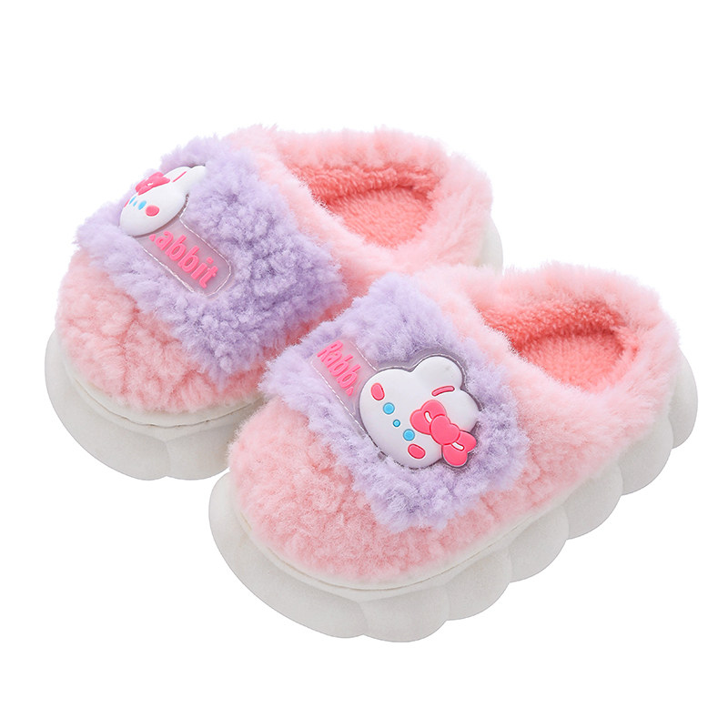 冬季女童棉鞋居家保暖可爱加绒毛毛亲子防滑厚底中小童儿童棉拖鞋