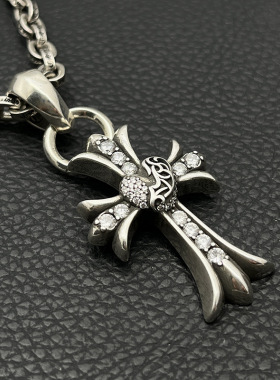 ODEK高级vintage复古满钻桃心十字架项链爱心经典潮牌男士小众