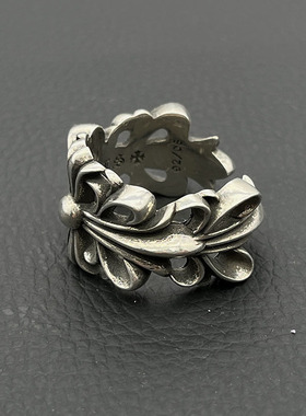 ODEK高级感复古十字花开口戒指