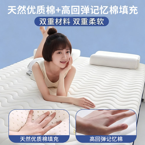 记忆棉乳胶床垫家用卧室软垫学生宿舍单人床褥垫子租房专用榻榻米 - 图1