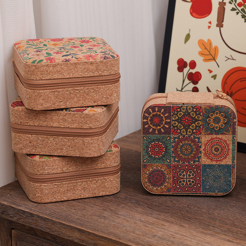 复古高级软木首饰盒便携旅行耳环戒指项链收纳盒,淘宝优惠券,粉丝福利购,淘宝优惠卷