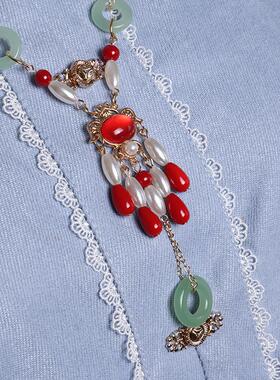 原创手工软璎珞红色水滴平安扣汉服项链立领项圈明制宋风古风配饰