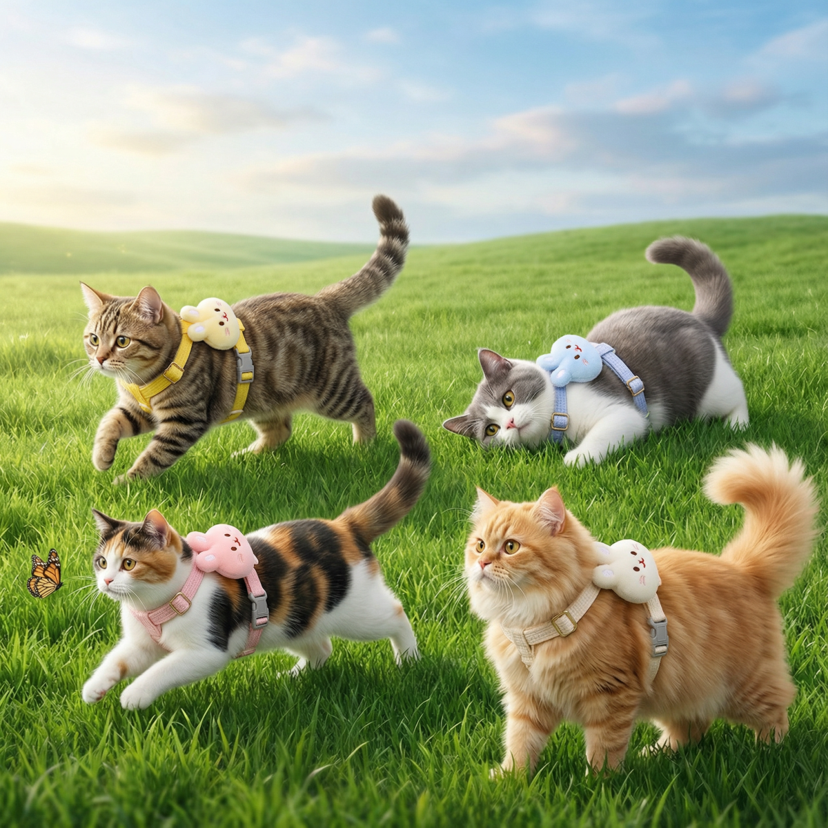 可爱卡通猫咪牵引绳胸背带银渐层猫用超萌外出遛猫绳小型犬狗绳子,淘宝优惠券,粉丝福利购,淘宝优惠卷