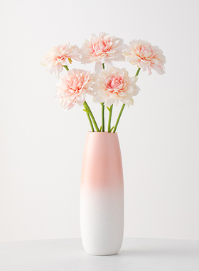 渐变粉陶瓷花瓶仿真花套餐
