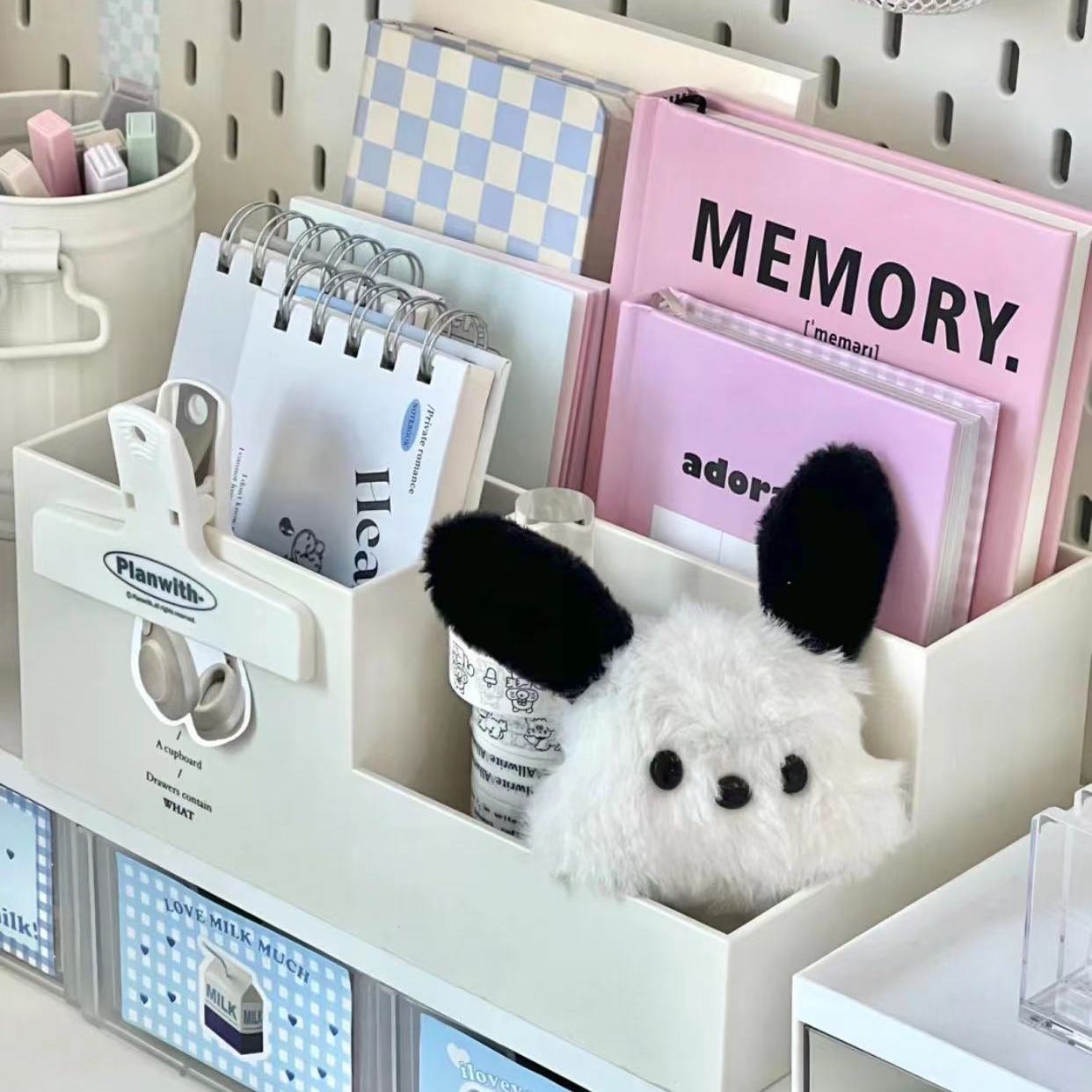 多功能桌面收纳盒学生办公文具收纳笔筒创意可爱男孩女孩笔架笔盒 - 图1