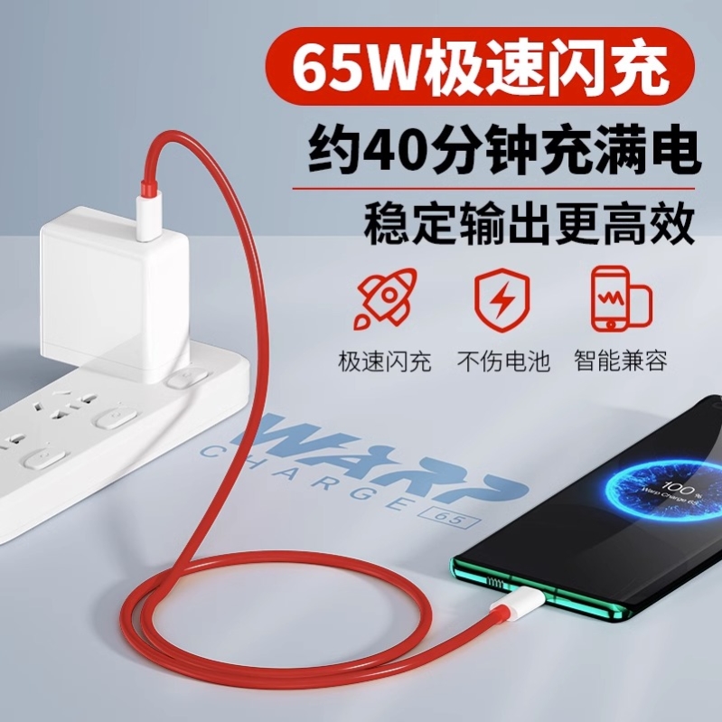 适用一加充电器65w充电头1+8t9r手机oneplus9快充1加8pro双Type-c数据线Warp原装闪冲30瓦插头正品80W瓦 - 图2