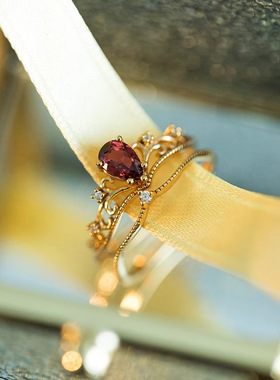 法式中古vintage皇冠活口戒指女小众时尚轻奢镶嵌锆石高级感手饰