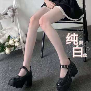 ຖົງຕີນສີຂາວແມ່ຍິງ loli jk sexy calf stockings summer ຂາບາງໆຕ້ານ snagging silk over-the-knee stockings pantyhose